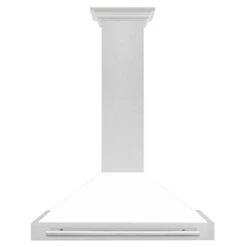 ZLINE 36 In. Convertible Satin Stainless Steel Wall Mount Range Hood With White Matte Shell And Stainless Steel Handle (KB4SNX-WM-36)(Zline 36 Wall Mount Range Hood Satin Stainless Steel White Matte Kb4snx Wm 36) -Induction Cooktop Store zline rangehood stainless KB4SNX WM36 front