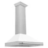 ZLINE 36 In. Convertible Satin Stainless Steel Wall Mount Range Hood With White Matte Shell And Stainless Steel Handle (KB4SNX-WM-36)(Zline 36 Wall Mount Range Hood Satin Stainless Steel White Matte Kb4snx Wm 36)