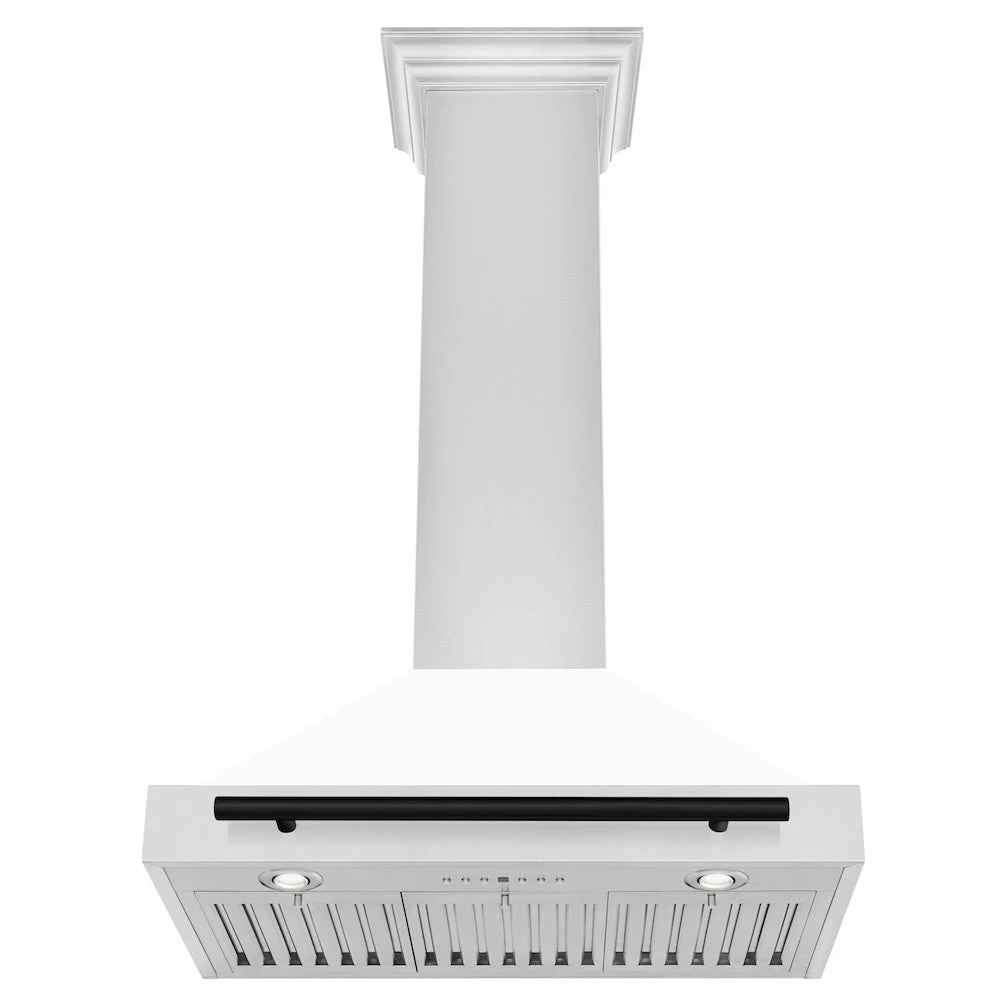 ZLINE Autograph Edition 30 In. Convertible Stainless Steel Range Hood With White Matte Shell And Matte Black Accents (KB4STZ-WM30-MB)(Zline Autograph Edition 30 Wall Mount Range Hood Stainless Steel White Matte Matte Black Kb4stz Wm30 Mb) 4 ZLINE Autograph Edition 30 In. Convertible Stainless Steel Range Hood With White Matte Shell And Matte Black Accents (KB4STZ-WM30-MB)(Zline Autograph Edition 30 Wall Mount Range Hood Stainless Steel White Matte Matte Black Kb4stz Wm30 Mb) - Image 4