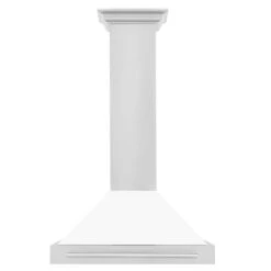 ZLINE 30 In. Convertible Stainless Steel Range Hood With White Matte Shell And Stainless Steel Handle (KB4STX-WM-30)(Zline 30 Wall Mount Range Hood Stainless Steel White Matte Kb4stx Wm 30) -Induction Cooktop Store zline rangehood stainless KB4STX WM30 front