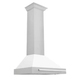 ZLINE 30 In. Convertible Stainless Steel Range Hood With White Matte Shell And Stainless Steel Handle (KB4STX-WM-30)(Zline 30 Wall Mount Range Hood Stainless Steel White Matte Kb4stx Wm 30)