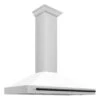 ZLINE Autograph Edition 48 In. Convertible Stainless Steel Range Hood With White Matte Shell And Matte Black Accents (KB4STZ-WM48-MB)(Zline Autograph Edition 48 Wall Mount Range Hood Stainless Steel White Matte Matte Black Kb4stz Wm48 Mb)