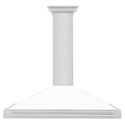 ZLINE 48 In. Convertible Stainless Steel Range Hood With White Matte Shell And Stainless Steel Handle (KB4STX-WM-48)(Zline 48 Wall Mount Range Hood Stainless Steel White Matte Kb4stx Wm 48) -Induction Cooktop Store zline rangehood stainless KB4STX WM48 front