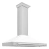 ZLINE 48 In. Convertible Stainless Steel Range Hood With White Matte Shell And Stainless Steel Handle (KB4STX-WM-48)(Zline 48 Wall Mount Range Hood Stainless Steel White Matte Kb4stx Wm 48)