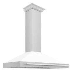 ZLINE 48 In. Convertible Stainless Steel Range Hood With White Matte Shell And Stainless Steel Handle (KB4STX-WM-48)(Zline 48 Wall Mount Range Hood Stainless Steel White Matte Kb4stx Wm 48)