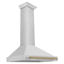 ZLINE Autograph Edition 36 In. Convertible Stainless Steel Range Hood With Stainless Steel Shell And Champagne Bronze Accents (KB4STZ-36-CB)(Zline Autograph Edition 36 Wall Mount Range Hood Stainless Steel Champagne Bronze Kb4stz 36 Cb)