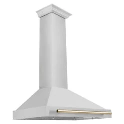 ZLINE Autograph Edition 36 In. Convertible Stainless Steel Range Hood With Stainless Steel Shell And Polished Gold Accents (KB4STZ-36-G)(Zline Autograph Edition 36 Wall Mount Range Hood Stainless Steel Polished Gold Kb4stz 36 G)