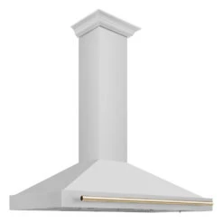 ZLINE Autograph Edition 48 In. Convertible Stainless Steel Range Hood With Stainless Steel Shell And Polished Gold Accents (KB4STZ-48-G)(Zline Autograph Edition 48 Wall Mount Range Hood Stainless Steel Polished Gold Kb4stz 48 G)