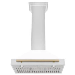 ZLINE Autograph Edition 30 In. Convertible Stainless Steel Range Hood With White Matte Shell And Champagne Bronze Accents (KB4STZ-WM30-CB)(Zline Autograph Edition 30 Wall Mount Range Hood Stainless Steel White Matte Champagne Bronze Kb4stz Wm30 Cb) 10 ZLINE Autograph Edition 30 In. Convertible Stainless Steel Range Hood With White Matte Shell And Champagne Bronze Accents (KB4STZ-WM30-CB)(Zline Autograph Edition 30 Wall Mount Range Hood Stainless Steel White Matte Champagne Bronze Kb4stz Wm30 Cb) -Induction Cooktop Store zline rangehood stainless KB4STZ WM30 CB under