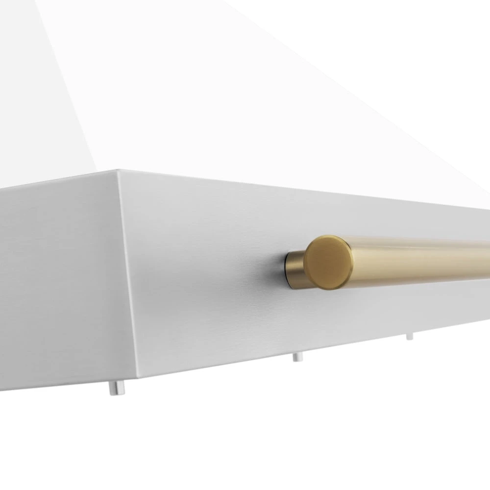 ZLINE Autograph Edition 30 In. Convertible Stainless Steel Range Hood With White Matte Shell And Polished Gold Accents (KB4STZ-WM30-G)(Zline Autograph Edition 30 Wall Mount Range Hood Stainless Steel White Matte Polished Gold Kb4stz Wm30 G) 6 ZLINE Autograph Edition 30 In. Convertible Stainless Steel Range Hood With White Matte Shell And Polished Gold Accents (KB4STZ-WM30-G)(Zline Autograph Edition 30 Wall Mount Range Hood Stainless Steel White Matte Polished Gold Kb4stz Wm30 G) - Image 6
