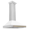 ZLINE Autograph Edition 36 In. Convertible Stainless Steel Range Hood With White Matte Shell And Champagne Bronze Accents (KB4STZ-WM36-CB)(Zline Autograph Edition 36 Wall Mount Range Hood Stainless Steel White Matte Champagne Bronze Kb4stz Wm36 Cb)