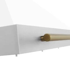 ZLINE Autograph Edition 48 In. Convertible Stainless Steel Range Hood With White Matte Shell And Champagne Bronze Accents (KB4STZ-WM48-CB)(Zline Autograph Edition 48 Wall Mount Range Hood Stainless Steel White Matte Champagne Bronze Kb4stz Wm48 Cb) -Induction Cooktop Store zline rangehood stainless KB4STZ WM48 CB detail