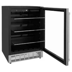 ZLINE 24 In. Monument 154 Can Beverage Fridge In Stainless Steel (RBV-US-24)(Zline 24 Monument Beverage Fridge Stainless Rbv Us 24) -Induction Cooktop Store zline refrigeration monument beverage cooler RBV US 24 side shelf open 2 54023de7 22a3 4be8 8f52 877ec0a55399