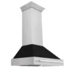 ZLINE 36 In. Satin Stainless Steel Wall Mount Range Hood With Black Matte Shell And Stainless Steel Handle (8654SNX-BLM-36)(Zline 36 Wall Mount Range Hood Satin Stainless Steel Black Matte 8654snx Blm 36)