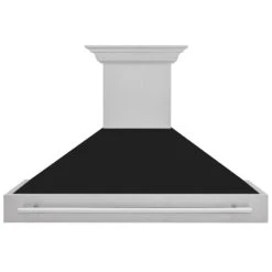 ZLINE 48 In. Satin Stainless Steel Wall Mount Range Hood With Black Matte Shell And Stainless Steel Handle (8654SNX-BLM-48)(Zline 48 Wall Mount Range Hood Satin Stainless Steel Black Matte 8654snx Blm 48) 10 ZLINE 48 In. Satin Stainless Steel Wall Mount Range Hood With Black Matte Shell And Stainless Steel Handle (8654SNX-BLM-48)(Zline 48 Wall Mount Range Hood Satin Stainless Steel Black Matte 8654snx Blm 48) -Induction Cooktop Store zline satin stainless steel black matte wall mounted range hood 8654SNX BLM 48 front