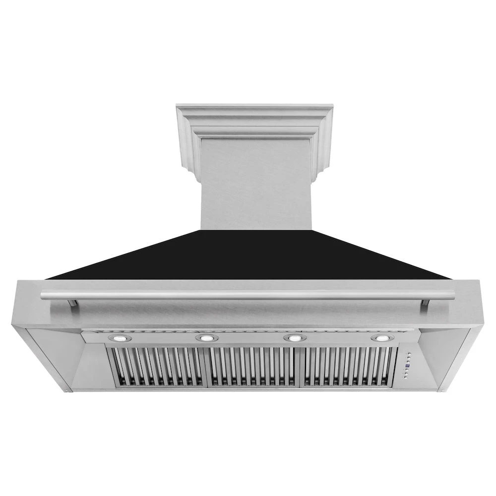 ZLINE 48 In. Satin Stainless Steel Wall Mount Range Hood With Black Matte Shell And Stainless Steel Handle (8654SNX-BLM-48)(Zline 48 Wall Mount Range Hood Satin Stainless Steel Black Matte 8654snx Blm 48) 5 ZLINE 48 In. Satin Stainless Steel Wall Mount Range Hood With Black Matte Shell And Stainless Steel Handle (8654SNX-BLM-48)(Zline 48 Wall Mount Range Hood Satin Stainless Steel Black Matte 8654snx Blm 48) - Image 5