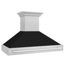 ZLINE 48 In. Satin Stainless Steel Wall Mount Range Hood With Black Matte Shell And Stainless Steel Handle (8654SNX-BLM-48)(Zline 48 Wall Mount Range Hood Satin Stainless Steel Black Matte 8654snx Blm 48) 11 ZLINE 48 In. Satin Stainless Steel Wall Mount Range Hood With Black Matte Shell And Stainless Steel Handle (8654SNX-BLM-48)(Zline 48 Wall Mount Range Hood Satin Stainless Steel Black Matte 8654snx Blm 48) -Induction Cooktop Store zline satin stainless steel black matte wall mounted range hood 8654SNX BLM 48 side