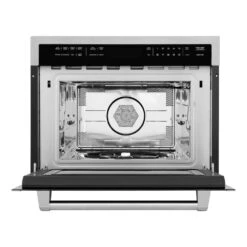 ZLINE 24 In. 1.6 Cu Ft. Built-in Convection Microwave Oven In Satin Stainless Steel With Speed And Sensor Cooking (MWO-24-SS)(Zline 24 Convection Microwave Oven Satin Stainless Steel Mwo 24 Ss) -Induction Cooktop Store zline satin stainless steel microwave oven MWO 24 SS front open