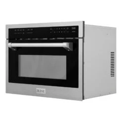 ZLINE 24 In. 1.6 Cu Ft. Built-in Convection Microwave Oven In Satin Stainless Steel With Speed And Sensor Cooking (MWO-24-SS)(Zline 24 Convection Microwave Oven Satin Stainless Steel Mwo 24 Ss) -Induction Cooktop Store zline satin stainless steel microwave oven MWO 24 SS side