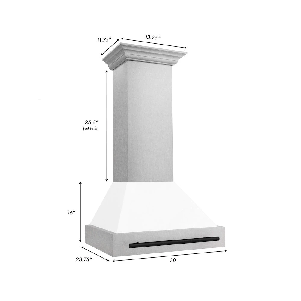 ZLINE Autograph Edition 30 In. Satin Stainless Steel Wall Mount Range Hood With White Matte Shell And Matte Black Handle (8654SNZ-WM30-MB)(Zline Autograph Edition 30 Wall Mount Range Hood Satin Stainless Steel White Matte Matte Black 8654snz Wm30 Mb) 11 ZLINE Autograph Edition 30 In. Satin Stainless Steel Wall Mount Range Hood With White Matte Shell And Matte Black Handle (8654SNZ-WM30-MB)(Zline Autograph Edition 30 Wall Mount Range Hood Satin Stainless Steel White Matte Matte Black 8654snz Wm30 Mb) - Image 11