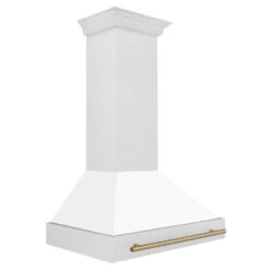 ZLINE Autograph Edition 36 In. Satin Stainless Steel Wall Mount Range Hood With White Matte Shell And Champagne Bronze Handle (8654SNZ-WM36-CB)(Zline Autograph Edition 36 Wall Mount Range Hood Satin Stainless Steel White Matte Champagne Bronze 8654snz Wm36 Cb) 10 ZLINE Autograph Edition 36 In. Satin Stainless Steel Wall Mount Range Hood With White Matte Shell And Champagne Bronze Handle (8654SNZ-WM36-CB)(Zline Autograph Edition 36 Wall Mount Range Hood Satin Stainless Steel White Matte Champagne Bronze 8654snz Wm36 Cb) -Induction Cooktop Store zline satin stainless steel wall mounted range hood 8654SNZ WM36 CB side