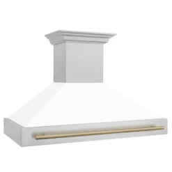 ZLINE Autograph Edition 48 In. Satin Stainless Steel Wall Mount Range Hood With White Matte Shell And Champagne Bronze Handle (8654SNZ-WM48-CB)(Zline Autograph Edition 48 Wall Mount Range Hood Satin Stainless Steel White Matte Champagne Bronze 8654snz Wm48 Cb) 11 ZLINE Autograph Edition 48 In. Satin Stainless Steel Wall Mount Range Hood With White Matte Shell And Champagne Bronze Handle (8654SNZ-WM48-CB)(Zline Autograph Edition 48 Wall Mount Range Hood Satin Stainless Steel White Matte Champagne Bronze 8654snz Wm48 Cb) -Induction Cooktop Store zline satin stainless steel wall mounted range hood 8654SNZ WM48 CB side fc5de9e0 dfd9 4a0c ba88 3b773d815398