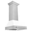 ZLINE 30 In. Satin Stainless Steel Wall Mount Range Hood With White Matte Shell And Stainless Steel Handle (8654SNX-WM-30)(Zline 30 Wall Mount Range Hood Satin Stainless Steel White Matte 8654snx Wm 30)
