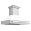 ZLINE 48 In. Satin Stainless Steel Wall Mount Range Hood With White Matte Shell And Stainless Steel Handle (8654SNX-WM-48)(Zline 48 Wall Mount Range Hood Satin Stainless Steel White Matte 8654snx Wm 48)