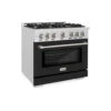 ZLINE 36 In. 5.2 Cu. Ft. Select Dual Fuel Range With 6 Burner Gas Cooktop And Electric Convection Oven In Satin Stainless Steel With Black Matte Door (HDRS-BLM-36)(Zline 36 Select Dual Fuel Range Satin Stainless Steel Black Matte Hdrs Blm 36)