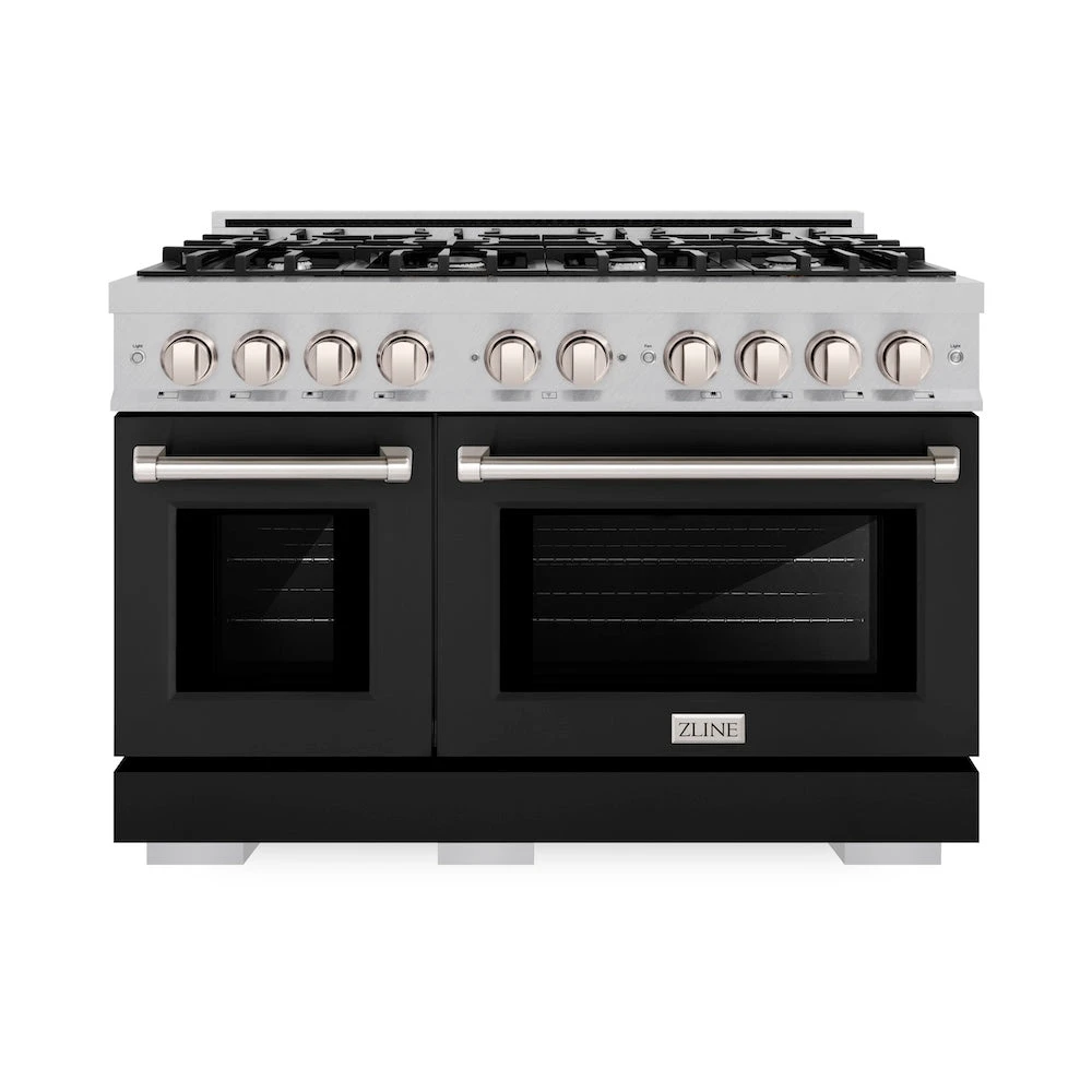 ZLINE 48 In. 6.7 Cu. Ft. Select Double Oven Gas Range With 8 Burner Cooktop In Satin Stainless Steel With Black Matte Doors (HGRS-BLM-48)(Zline 48 Select Gas Range Satin Stainless Steel Black Matte Hgrs Blm 48) 2 ZLINE 48 In. 6.7 Cu. Ft. Select Double Oven Gas Range With 8 Burner Cooktop In Satin Stainless Steel With Black Matte Doors (HGRS-BLM-48)(Zline 48 Select Gas Range Satin Stainless Steel Black Matte Hgrs Blm 48) - Image 2