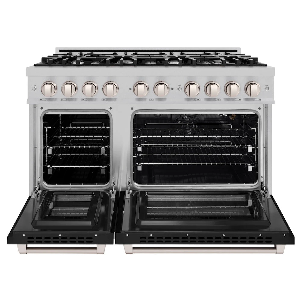 ZLINE 48 In. 6.7 Cu. Ft. Select Double Oven Gas Range With 8 Burner Cooktop In Satin Stainless Steel With Black Matte Doors (HGRS-BLM-48)(Zline 48 Select Gas Range Satin Stainless Steel Black Matte Hgrs Blm 48) 3 ZLINE 48 In. 6.7 Cu. Ft. Select Double Oven Gas Range With 8 Burner Cooktop In Satin Stainless Steel With Black Matte Doors (HGRS-BLM-48)(Zline 48 Select Gas Range Satin Stainless Steel Black Matte Hgrs Blm 48) - Image 3