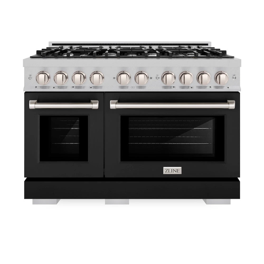 ZLINE 48 In. 6.7 Cu. Ft. Select Double Oven Gas Range With 8 Burner Cooktop In Satin Stainless Steel With Black Matte Doors (HGRS-BLM-48)(Zline 48 Select Gas Range Satin Stainless Steel Black Matte Hgrs Blm 48) 4 ZLINE 48 In. 6.7 Cu. Ft. Select Double Oven Gas Range With 8 Burner Cooktop In Satin Stainless Steel With Black Matte Doors (HGRS-BLM-48)(Zline 48 Select Gas Range Satin Stainless Steel Black Matte Hgrs Blm 48) - Image 4