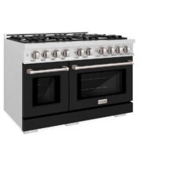 ZLINE 48 In. 6.7 Cu. Ft. Select Double Oven Gas Range With 8 Burner Cooktop In Satin Stainless Steel With Black Matte Doors (HGRS-BLM-48)(Zline 48 Select Gas Range Satin Stainless Steel Black Matte Hgrs Blm 48) 16 ZLINE 48 In. 6.7 Cu. Ft. Select Double Oven Gas Range With 8 Burner Cooktop In Satin Stainless Steel With Black Matte Doors (HGRS-BLM-48)(Zline 48 Select Gas Range Satin Stainless Steel Black Matte Hgrs Blm 48) -Induction Cooktop Store zline select satin stainless steel black matte gas range HGRS BLM 48 main