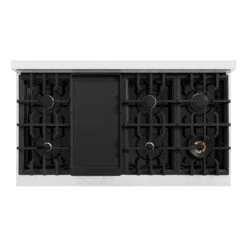 ZLINE 48 In. 6.7 Cu. Ft. Select Double Oven Dual Fuel Range With 8 Burner Gas Cooktop In Satin Stainless Steel With Black Matte Doors (HDRS-BLM-48)(Zline 48 Select Dual Fuel Range Satin Stainless Steel Black Matte Hdrs Blm 48) -Induction Cooktop Store zline select satin stainless steel dual fuel black matte range HDRS BLM 48 top down