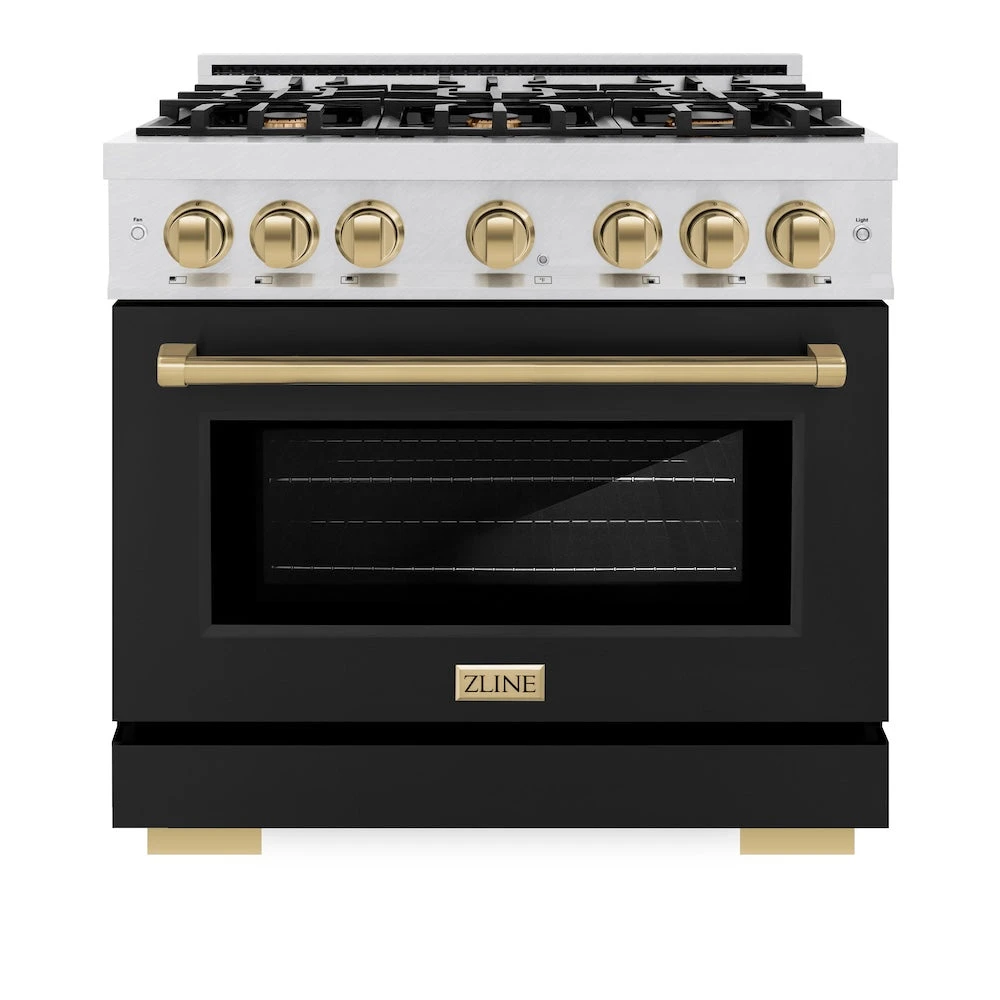 ZLINE Autograph Edition 36 In. 5.2 Cu. Ft. Select Dual Fuel Range With 6 Burner Gas Cooktop And Electric Convection Oven In Satin Stainless Steel With Black Matte Door And Champagne Bronze Accents (HDRSZ-BLM-36-CB)(Zline Autograph Edition 36 Select Dual Fuel Range Satin Stainless Steel Black Matte Champagne Bronze Hdrsz Blm 36 Cb) 6 ZLINE Autograph Edition 36 In. 5.2 Cu. Ft. Select Dual Fuel Range With 6 Burner Gas Cooktop And Electric Convection Oven In Satin Stainless Steel With Black Matte Door And Champagne Bronze Accents (HDRSZ-BLM-36-CB)(Zline Autograph Edition 36 Select Dual Fuel Range Satin Stainless Steel Black Matte Champagne Bronze Hdrsz Blm 36 Cb) - Image 6