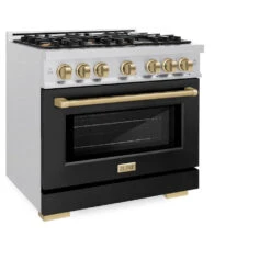 ZLINE Autograph Edition 36 In. 5.2 Cu. Ft. Select Dual Fuel Range With 6 Burner Gas Cooktop And Electric Convection Oven In Satin Stainless Steel With Black Matte Door And Champagne Bronze Accents (HDRSZ-BLM-36-CB)(Zline Autograph Edition 36 Select Dual Fuel Range Satin Stainless Steel Black Matte Champagne Bronze Hdrsz Blm 36 Cb) 20 ZLINE Autograph Edition 36 In. 5.2 Cu. Ft. Select Dual Fuel Range With 6 Burner Gas Cooktop And Electric Convection Oven In Satin Stainless Steel With Black Matte Door And Champagne Bronze Accents (HDRSZ-BLM-36-CB)(Zline Autograph Edition 36 Select Dual Fuel Range Satin Stainless Steel Black Matte Champagne Bronze Hdrsz Blm 36 Cb) -Induction Cooktop Store zline select satin stainless steel dual fuel range autograph edition champagne bronze HDRSZ BLM 36 CB main