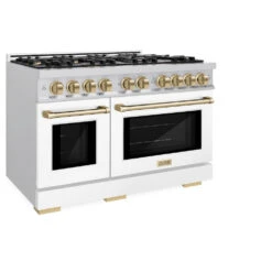 ZLINE Autograph Edition 48 In. 6.7 Cu. Ft. Select Double Oven Dual Fuel Range With 8 Burner Gas Cooktop In Satin Stainless Steel With White Matte Doors And Champagne Bronze Accents (HDRSZ-WM-48-CB)(Zline Autograph Edition 48 Select Dual Fuel Range Satin Stainless Steel White Matte Champagne Bronze Hdrsz Wm 48 Cb) 17 ZLINE Autograph Edition 48 In. 6.7 Cu. Ft. Select Double Oven Dual Fuel Range With 8 Burner Gas Cooktop In Satin Stainless Steel With White Matte Doors And Champagne Bronze Accents (HDRSZ-WM-48-CB)(Zline Autograph Edition 48 Select Dual Fuel Range Satin Stainless Steel White Matte Champagne Bronze Hdrsz Wm 48 Cb) -Induction Cooktop Store zline select satin stainless steel dual fuel range autograph edition champagne bronze HDRSZ WM 48 CB main