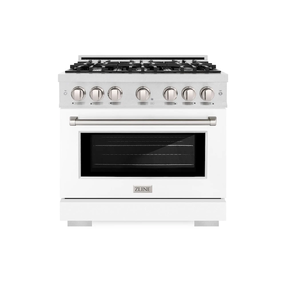ZLINE 36 In. 5.2 Cu. Ft. Select Dual Fuel Range With 6 Burner Gas Cooktop And Electric Convection Oven In Satin Stainless Steel With White Matte Door (HDRS-WM-36)(Zline 36 Select Dual Fuel Range Satin Stainless Steel White Matte Hdrs Wm 36) 2 ZLINE 36 In. 5.2 Cu. Ft. Select Dual Fuel Range With 6 Burner Gas Cooktop And Electric Convection Oven In Satin Stainless Steel With White Matte Door (HDRS-WM-36)(Zline 36 Select Dual Fuel Range Satin Stainless Steel White Matte Hdrs Wm 36) - Image 2
