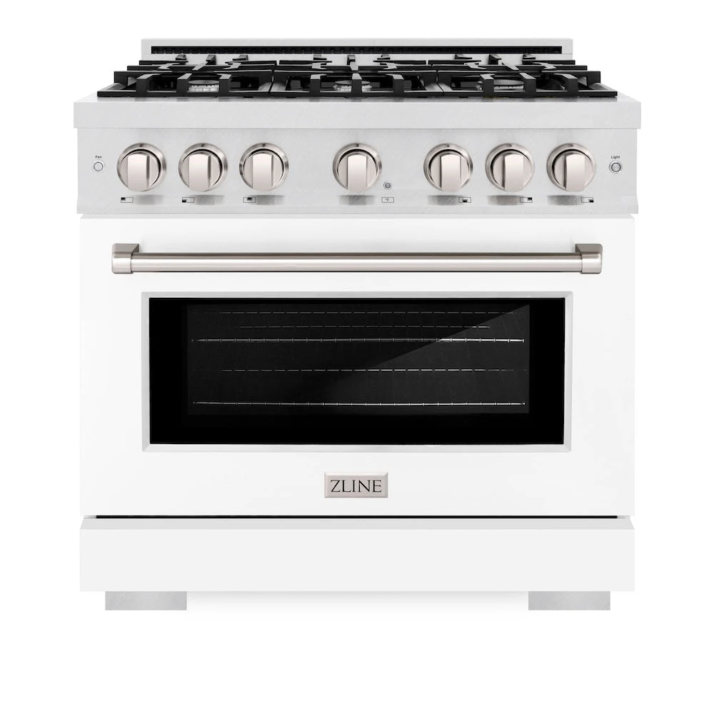 ZLINE 36 In. 5.2 Cu. Ft. Select Dual Fuel Range With 6 Burner Gas Cooktop And Electric Convection Oven In Satin Stainless Steel With White Matte Door (HDRS-WM-36)(Zline 36 Select Dual Fuel Range Satin Stainless Steel White Matte Hdrs Wm 36) 3 ZLINE 36 In. 5.2 Cu. Ft. Select Dual Fuel Range With 6 Burner Gas Cooktop And Electric Convection Oven In Satin Stainless Steel With White Matte Door (HDRS-WM-36)(Zline 36 Select Dual Fuel Range Satin Stainless Steel White Matte Hdrs Wm 36) - Image 3