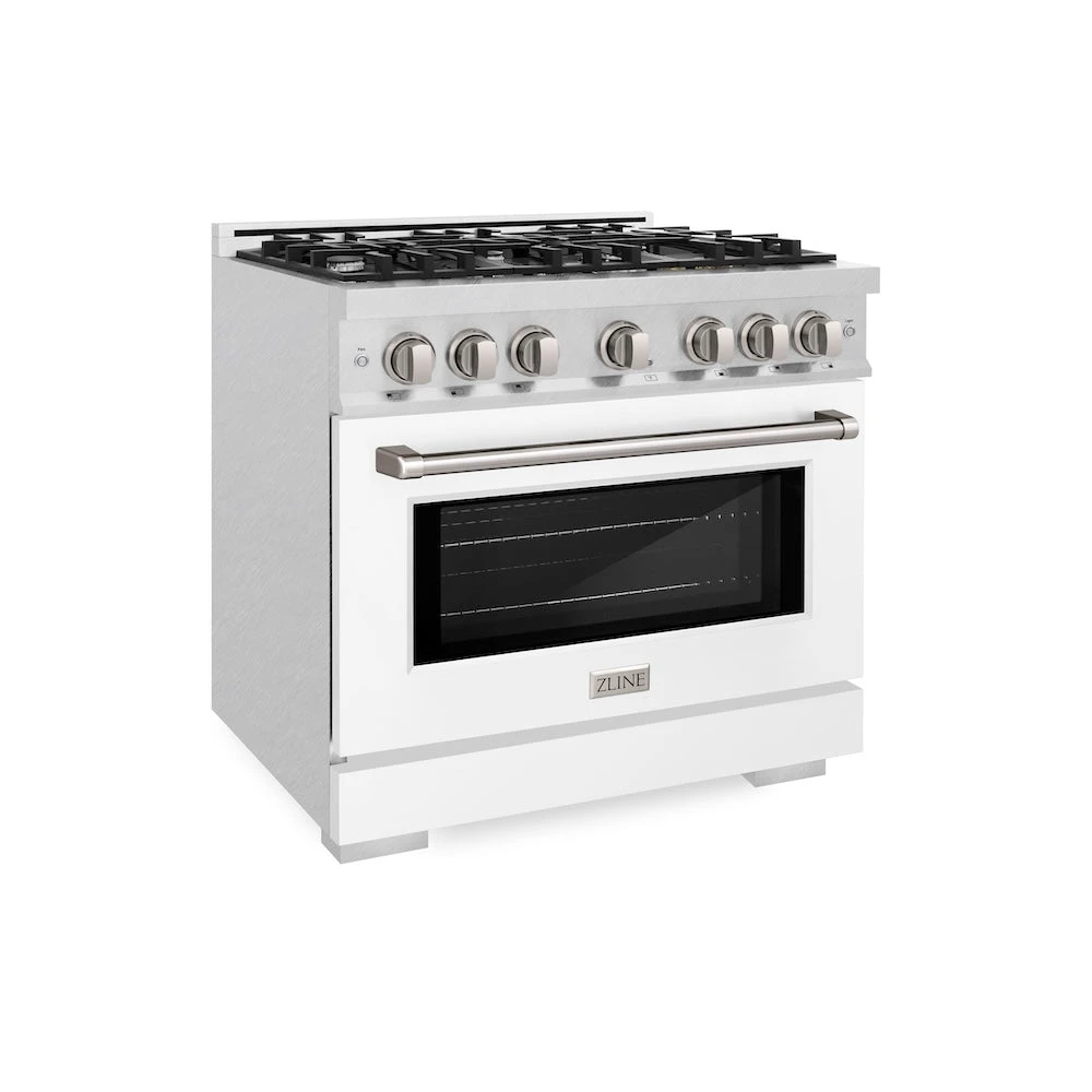 ZLINE 36 In. 5.2 Cu. Ft. Select Dual Fuel Range With 6 Burner Gas Cooktop And Electric Convection Oven In Satin Stainless Steel With White Matte Door (HDRS-WM-36)(Zline 36 Select Dual Fuel Range Satin Stainless Steel White Matte Hdrs Wm 36) 1 ZLINE 36 In. 5.2 Cu. Ft. Select Dual Fuel Range With 6 Burner Gas Cooktop And Electric Convection Oven In Satin Stainless Steel With White Matte Door (HDRS-WM-36)(Zline 36 Select Dual Fuel Range Satin Stainless Steel White Matte Hdrs Wm 36)