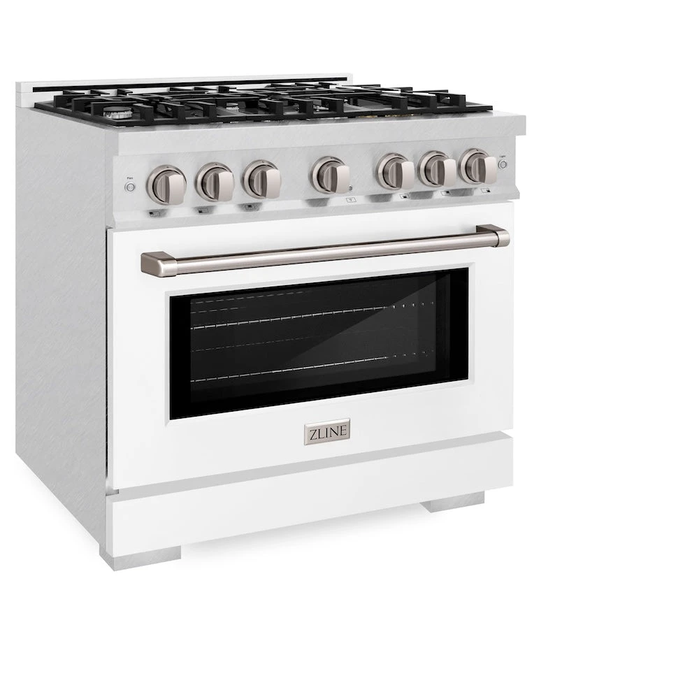 ZLINE 36 In. 5.2 Cu. Ft. Select Dual Fuel Range With 6 Burner Gas Cooktop And Electric Convection Oven In Satin Stainless Steel With White Matte Door (HDRS-WM-36)(Zline 36 Select Dual Fuel Range Satin Stainless Steel White Matte Hdrs Wm 36) 4 ZLINE 36 In. 5.2 Cu. Ft. Select Dual Fuel Range With 6 Burner Gas Cooktop And Electric Convection Oven In Satin Stainless Steel With White Matte Door (HDRS-WM-36)(Zline 36 Select Dual Fuel Range Satin Stainless Steel White Matte Hdrs Wm 36) - Image 4