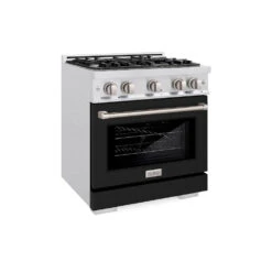 ZLINE 30 In. 4.2 Cu. Ft. Select Gas Range With 4 Burner Cooktop And Convection Gas Oven In Satin Stainless Steel With Black Matte Door (HGRS-BLM-30)(Zline 30 Select Gas Range Satin Stainless Steel Black Matte Hgrs Blm 30)