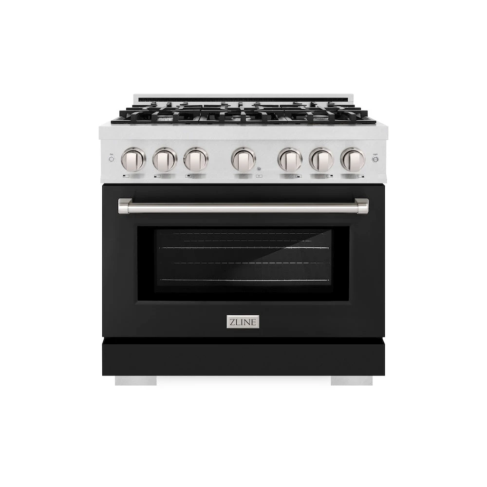ZLINE 36 In. 5.2 Cu. Ft. Select Gas Range With 6 Burner Cooktop And Convection Gas Oven In Satin Stainless Steel With Black Matte Door (HGRS-BLM-36)(Zline 36 Select Gas Range Satin Stainless Steel Black Matte Hgrs Blm 36) 2 ZLINE 36 In. 5.2 Cu. Ft. Select Gas Range With 6 Burner Cooktop And Convection Gas Oven In Satin Stainless Steel With Black Matte Door (HGRS-BLM-36)(Zline 36 Select Gas Range Satin Stainless Steel Black Matte Hgrs Blm 36) - Image 2