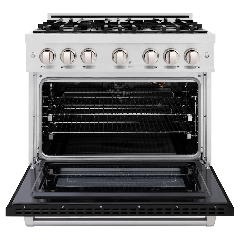 ZLINE 36 In. 5.2 Cu. Ft. Select Gas Range With 6 Burner Cooktop And Convection Gas Oven In Satin Stainless Steel With Black Matte Door (HGRS-BLM-36)(Zline 36 Select Gas Range Satin Stainless Steel Black Matte Hgrs Blm 36) 3 ZLINE 36 In. 5.2 Cu. Ft. Select Gas Range With 6 Burner Cooktop And Convection Gas Oven In Satin Stainless Steel With Black Matte Door (HGRS-BLM-36)(Zline 36 Select Gas Range Satin Stainless Steel Black Matte Hgrs Blm 36) - Image 3