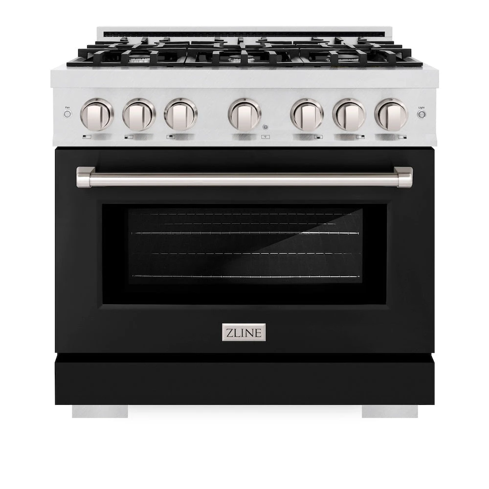 ZLINE 36 In. 5.2 Cu. Ft. Select Gas Range With 6 Burner Cooktop And Convection Gas Oven In Satin Stainless Steel With Black Matte Door (HGRS-BLM-36)(Zline 36 Select Gas Range Satin Stainless Steel Black Matte Hgrs Blm 36) 4 ZLINE 36 In. 5.2 Cu. Ft. Select Gas Range With 6 Burner Cooktop And Convection Gas Oven In Satin Stainless Steel With Black Matte Door (HGRS-BLM-36)(Zline 36 Select Gas Range Satin Stainless Steel Black Matte Hgrs Blm 36) - Image 4