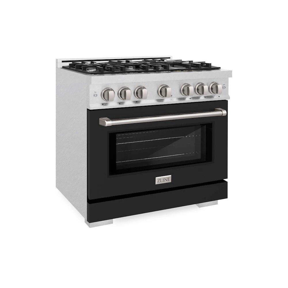 ZLINE 36 In. 5.2 Cu. Ft. Select Gas Range With 6 Burner Cooktop And Convection Gas Oven In Satin Stainless Steel With Black Matte Door (HGRS-BLM-36)(Zline 36 Select Gas Range Satin Stainless Steel Black Matte Hgrs Blm 36) 1 ZLINE 36 In. 5.2 Cu. Ft. Select Gas Range With 6 Burner Cooktop And Convection Gas Oven In Satin Stainless Steel With Black Matte Door (HGRS-BLM-36)(Zline 36 Select Gas Range Satin Stainless Steel Black Matte Hgrs Blm 36)
