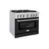 ZLINE 36 In. 5.2 Cu. Ft. Select Dual Fuel Range With 6 Burner Gas Cooktop And Electric Convection Oven In Stainless Steel With Black Matte Door (HDR-BLM-36)(Zline 36 Select Dual Fuel Range Stainless Steel Black Matte Hdr Blm 36)