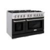 ZLINE 48 In. 6.7 Cu. Ft. Select Double Oven Dual Fuel Range With 8 Burner Gas Cooktop In Stainless Steel With Black Matte Doors (HDR-BLM-48)(Zline 48 Select Dual Fuel Range Stainless Steel Black Matte Hdr Blm 48)