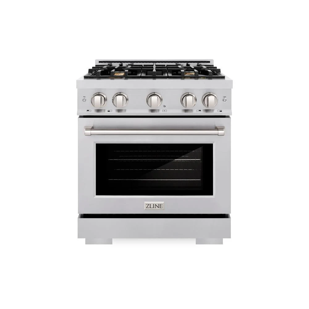 ZLINE 30 In. 4.2 Cu. Ft. Select Dual Fuel Range With Gas Cooktop And Electric Convection Oven In Stainless Steel With 4 Brass Burners (HDR-BR-30)(Zline 30 Select Dual Fuel Range Stainless Steel Brass Burners Hdr Br 30) 2 ZLINE 30 In. 4.2 Cu. Ft. Select Dual Fuel Range With Gas Cooktop And Electric Convection Oven In Stainless Steel With 4 Brass Burners (HDR-BR-30)(Zline 30 Select Dual Fuel Range Stainless Steel Brass Burners Hdr Br 30) - Image 2
