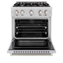 ZLINE 30 In. 4.2 Cu. Ft. Select Dual Fuel Range With Gas Cooktop And Electric Convection Oven In Stainless Steel With 4 Brass Burners (HDR-BR-30)(Zline 30 Select Dual Fuel Range Stainless Steel Brass Burners Hdr Br 30) 17 ZLINE 30 In. 4.2 Cu. Ft. Select Dual Fuel Range With Gas Cooktop And Electric Convection Oven In Stainless Steel With 4 Brass Burners (HDR-BR-30)(Zline 30 Select Dual Fuel Range Stainless Steel Brass Burners Hdr Br 30) -Induction Cooktop Store zline select stainless steel dual fuel range HDR BR 30 front open 89275788 0bec 4169 9e19 5ae18facb383